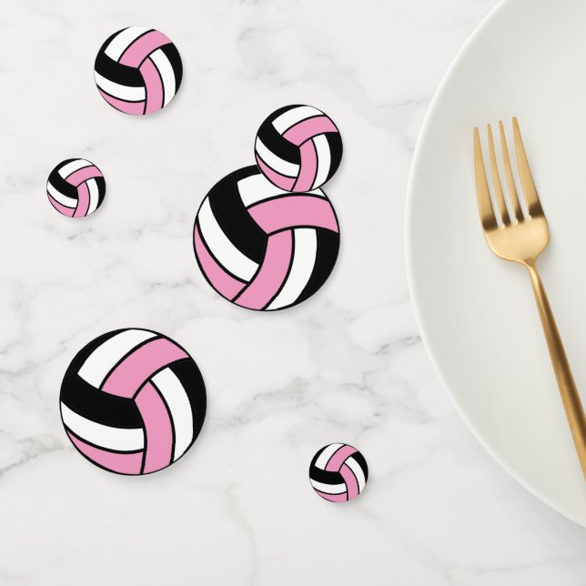 Pink, Black and White Volleyball Confetti (Group)
