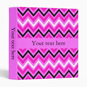 Pink, Black and White Zigzag Binder