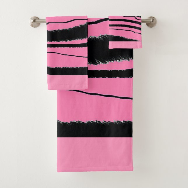 Pink Black Animal Print Gift Bath Towel Set (Insitu)