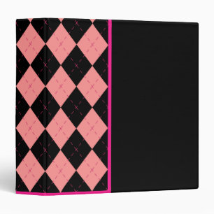 Pink Black Argyle Binder