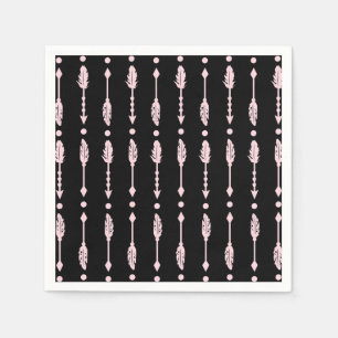 Pink & Black Arrows Wild ONE Girls Birthday Party Napkin