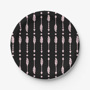 Pink & Black Arrows Wild ONE Girls Birthday Party Paper Plate