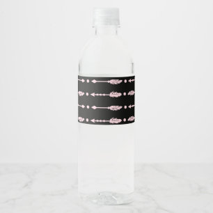 Pink & Black Arrows Wild ONE Girls Birthday Party Water Bottle Label