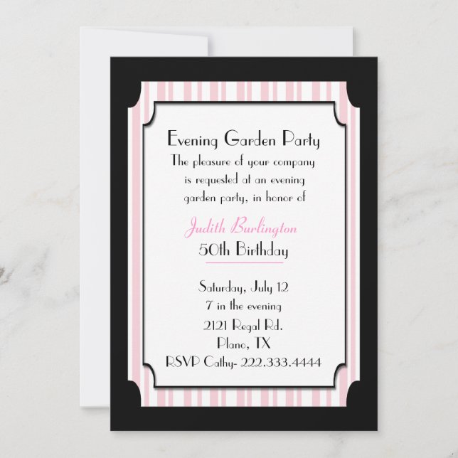 Pink & Black Art Deco Inspired Party Invitation (Front)