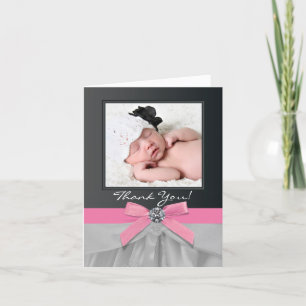 Pink Black Baby Photo Merci Cartes