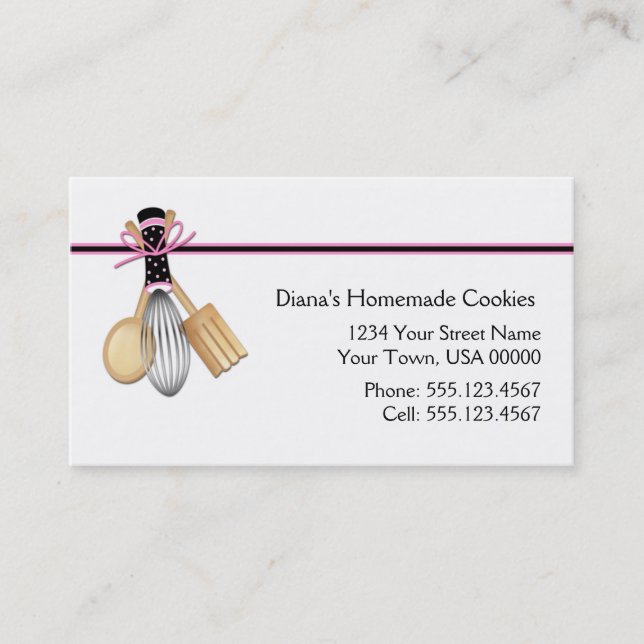 Pink Black Baking Business Card (Front)