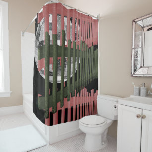 Pink black ball showercurtain fence
