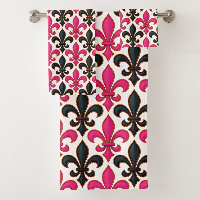 Pink Black Baroque Fleur-de-lis Pattern Design  (Créateur téléchargé)