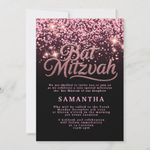 Pink & Black Bat Mitzvah Invitation