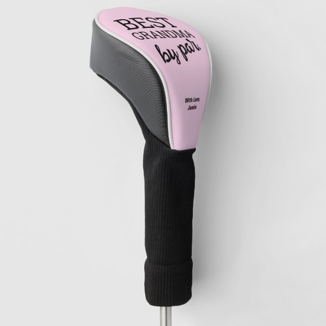 Pink black Best Grandma by par Typography Custom  Golf Head Cover (Angled)