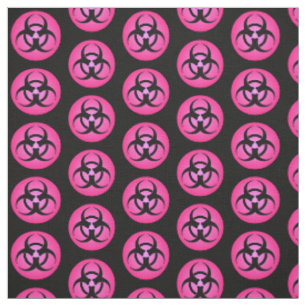 Pink & Black Biohazard Symbol Fabric