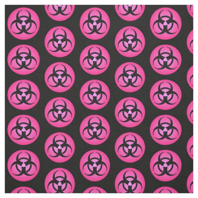 Pink & Black Biohazard Symbol Fabric (Swatch)