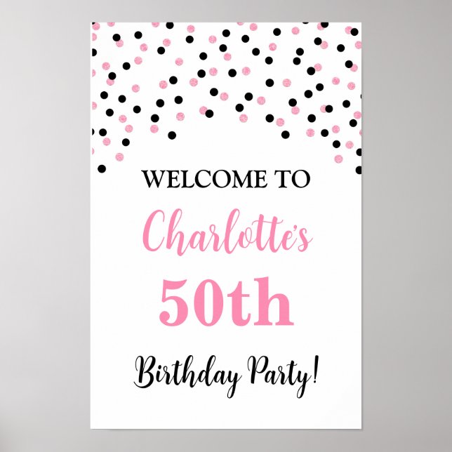 Pink Black Birthday Party Custom 20x30 Poster (Front)