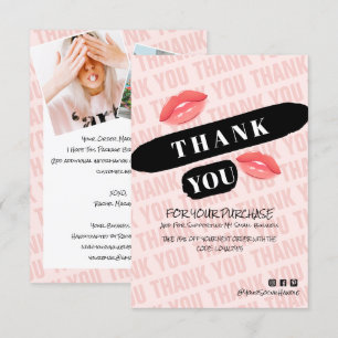 Pink Black Brushstroke Kiss Photo Order Thank You