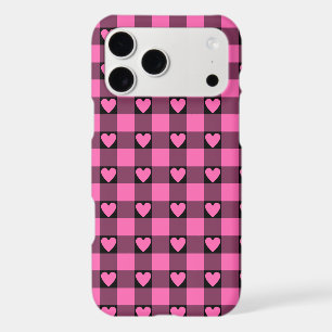 Pink Black Buffalo Heart Plaid iPhone Case