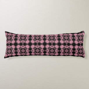 Pink Black Checker Argyle Pattern Body Pillow