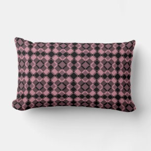Pink Black Checker Argyle Pattern Lumbar Pillow