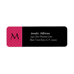 PINK & BLACK CHECKERBOARD Wedding Address Label