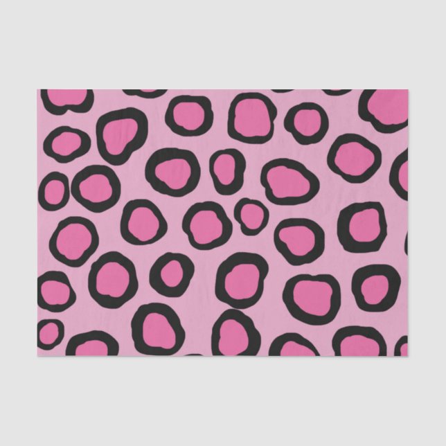 Pink Black Cheetah Animal Print Tissue Paper (Front)