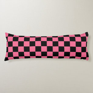 Pink Black Chequered Check Pattern Body Pillow