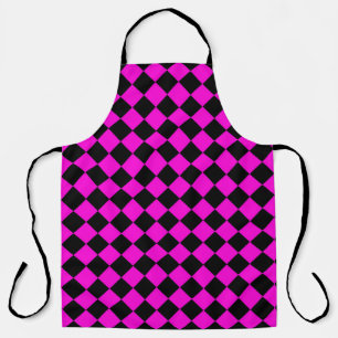 Pink Black Chequered Diamond Pattern Apron
