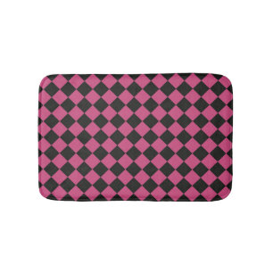 Pink Black Chequered Diamond Pattern  Bath Mat