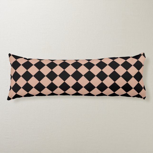 Pink Black Chequered Diamond Pattern  Body Pillow (Front)
