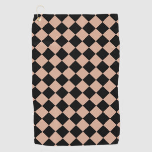 Pink Black Chequered Diamond Pattern Golf Towel