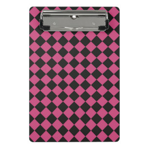 Pink Black Chequered Diamond Pattern  Mini Clipboard