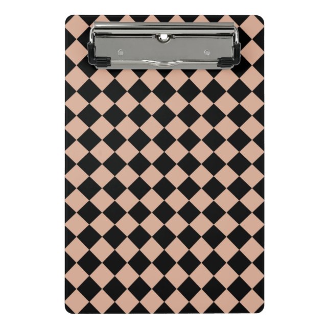 Pink Black Chequered Diamond Pattern  Mini Clipboard (Front)