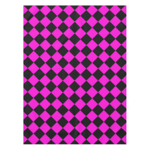 Pink Black Chequered Diamond Pattern Tablecloth