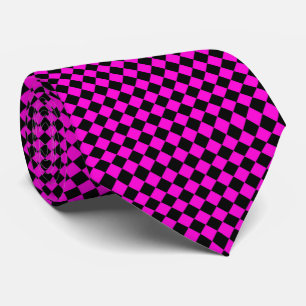 Pink Black Chequered Diamond Pattern Tie