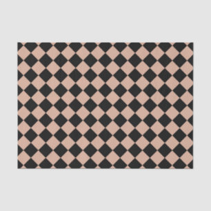 Pink Black Chequered Diamond Pattern Tissue Paper