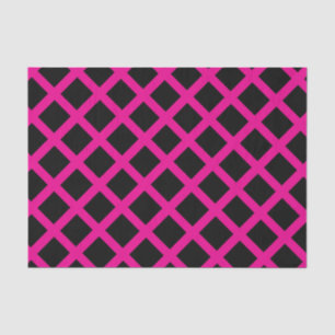 Pink Black Chequered Diamond Stripes Pattern Tissue Paper