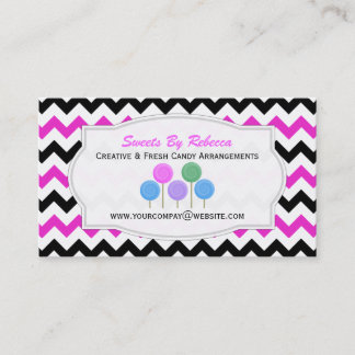 Pink, Black Chevron Pattern: Candy Business Card