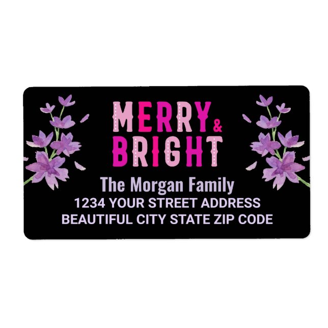 Pink Black Christmas Holiday Party Return Address  (Front)