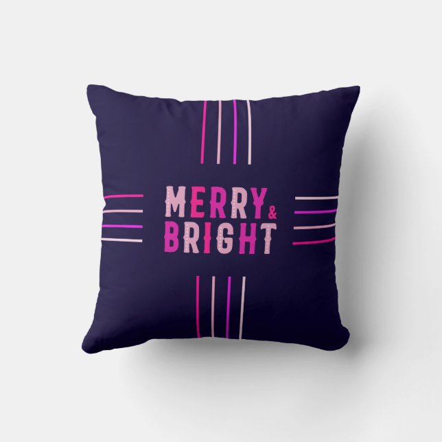 Pink Black Christmas Holiday Party  Throw Pillow (Back)