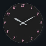 Pink Black Classy Elegant Custom Colour Cute Gift Large Clock<br><div class="desc">Printed in classy black and pink custom colour background! You may customize as you wish!</div>