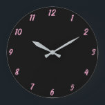 Pink Black Classy Elegant Custom Colour Cute Gift Large Clock<br><div class="desc">Printed in classy black and pink custom colour background! You may customize as you wish!</div>