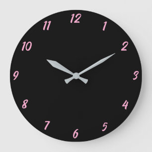 Pink Black Classy Elegant Custom Colour Cute Gift Large Clock