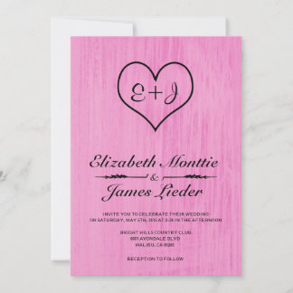 Pink & Black Country Wedding Invitations