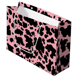 Pink Black Cow Skin Rodeo Animal Print  Large Gift Bag