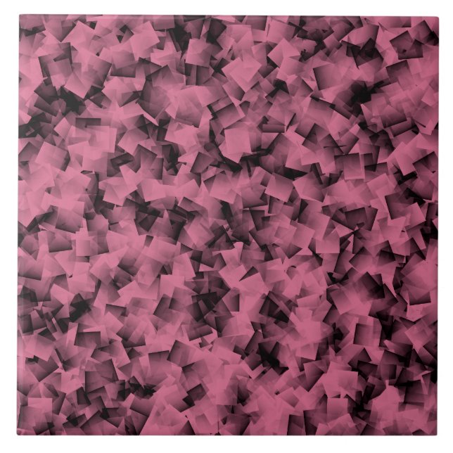 Pink Black Cubism Pattern Tile (Front)