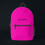 Pink Black Custom Name Backpack<br><div class="desc">Easily personalize this simple and cool backpack adding your name or custom text. A cool and modern design in pink and black featuring clear sans serif font, for a modern, professional and edgy look, perfect as custom gift for college students, high school, kids. The backpack can be customized in any...</div>