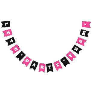 Pink / Black Custom Party or Work Event Any Name Bunting Flags