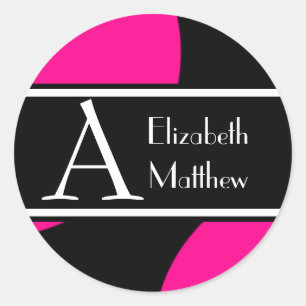 Pink Black Customize Last and First Name Sticker