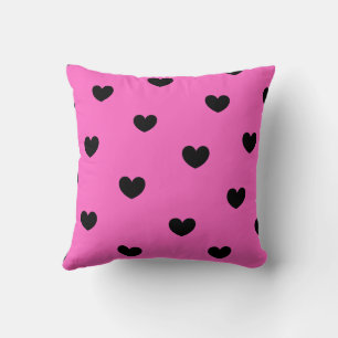 Pink Black Cute Cozy Modern Romantic Chic Heart  Throw Pillow