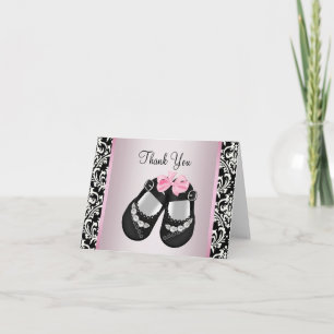 Pink Black Damask Baby Girl Douche Merci