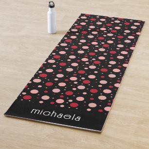 Pink Black Dot Circle Geometric Pattern Retro  Yoga Mat