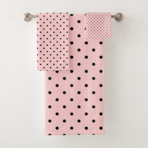 Pink & Black Dots Bath Towel Set